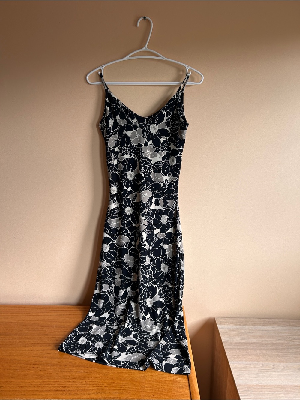 Vintage Jacob Floral Slip Dress in Black & White - 1/2